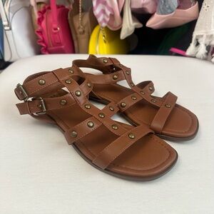 Frye & Co. Blakely "Cigar" Adjustable Strap Flat Sandals Size 6